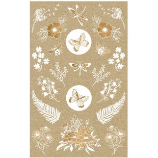 Avery Zweckform 57124 Lot de 42 autocollants en papier kraft Motif fleurs Naturel/marron/beige