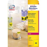 Avery Dennison Zweckform L6006-20 amovible Neon etiquettes A4 Lot de 25/210 x 297 mm 25 feuilles jaune fluo