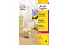 Avery Dennison Zweckform L6006-20 amovible Neon etiquettes A4 Lot de 25/210 x 297 mm 25 feuilles jaune fluo