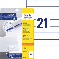 Avery Zweckform 3652-10 etiquettes (A4, papier mat, 210 pieces, 70 x 42,3 mm) 10 feuilles Blanc