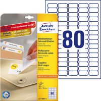 Avery Zweckform l4732rev Lot de 10 d'etiquettes universelles (A4, papier mat, 800, 35,6 x 16,9 mm) 10 feuilles Blanc