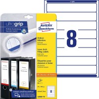 Avery Zweckform L6060-10 etiquettes pour dossiers (A4, dos de classeur, papier mat, Lot de 80, 34 x 192 mm) 10 feuilles Blanc