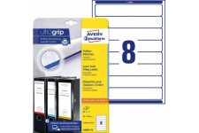Avery Zweckform L6060-10 etiquettes pour dossiers (A4, dos de classeur, papier mat, Lot de 80, 34 x 192 mm) 10 feuilles Blanc