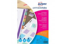 AVERY - Sachet de 96 onglets autocollants de couleurs assorties personnalisables et imprimables, Format 32 x 13 mm, Impression l