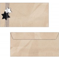 SIGEL DU079 Enveloppes motif etoiles de Noel, beige, format DL (11 x 22 cm), 50 pieces