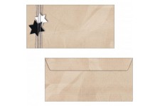SIGEL DU079 Enveloppes motif etoiles de Noel, beige, format DL (11 x 22 cm), 50 pieces