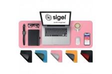 SIGEL SA605 Sous-main en cuir PU, portable, antiderapant, essuyable, double face, 80 x 30 cm, rose/argente