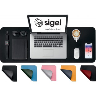 Sigel SA604 Sous-main en cuir PU, portable, antiderapant, essuyable, double face, 80 x 30 cm, noir