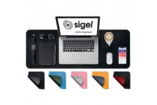 Sigel SA604 Sous-main en cuir PU, portable, antiderapant, essuyable, double face, 80 x 30 cm, noir