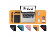 SIGEL SA601 Sous-main en cuir PU, portable, antiderapant, essuyable, double face, 80 x 30 cm, jaune/gris