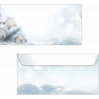 SIGEL DU312 Enveloppes motif etoiles de Noel, blanc/ver bleu, format DL (11 x 22 cm), 25 pieces