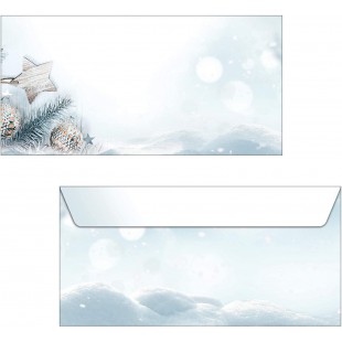 SIGEL DU312 Enveloppes motif etoiles de Noel, blanc/ver bleu, format DL (11 x 22 cm), 25 pieces