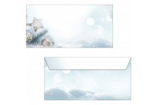 SIGEL DU312 Enveloppes motif etoiles de Noel, blanc/ver bleu, format DL (11 x 22 cm), 25 pieces