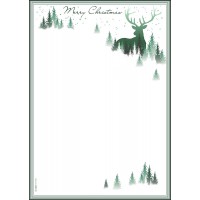 SIGEL DP284 Papier a  lettre de Noel, foret et cerf, 21 x 29,7 cm, 90g/m², blanc et vert, 25 feuilles