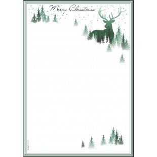 SIGEL DP284 Papier a  lettre de Noel, foret et cerf, 21 x 29,7 cm, 90g/m², blanc et vert, 25 feuilles