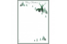 SIGEL DP284 Papier a  lettre de Noel, foret et cerf, 21 x 29,7 cm, 90g/m², blanc et vert, 25 feuilles