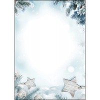 SIGEL DP312 Papier a  lettre de Noel, branches et etoiles, 21 x 29,7 cm, 90g/m², blanc et vert bleu, 25 feuilles