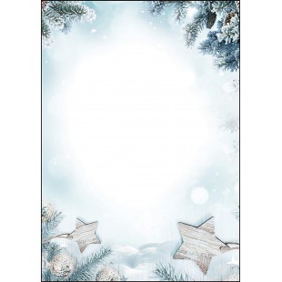 SIGEL DP312 Papier a  lettre de Noel, branches et etoiles, 21 x 29,7 cm, 90g/m², blanc et vert bleu, 25 feuilles