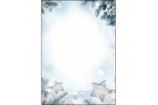 SIGEL DP312 Papier a  lettre de Noel, branches et etoiles, 21 x 29,7 cm, 90g/m², blanc et vert bleu, 25 feuilles