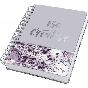 SIGEL JN607 Carnet de notes a  spirale premium, 16,2 x 21,5 cm, pointille, couverture rigide, motif marbre, violet/blanc