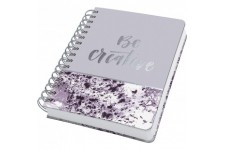 SIGEL JN607 Carnet de notes a  spirale premium, 16,2 x 21,5 cm, pointille, couverture rigide, motif marbre, violet/blanc
