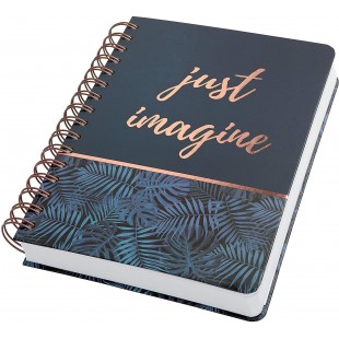 SIGEL JN603 Carnet de notes a  spirale premium, 16,2 x 21,5 cm, pointille, couverture rigide, motif jungle, bleu/or rose - Jolie