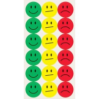 SIGEL MU171 Pastilles adhesives en film avec perforations "Smiley", Ø 2 cm, 180 pieces, jaune/vert/rouge