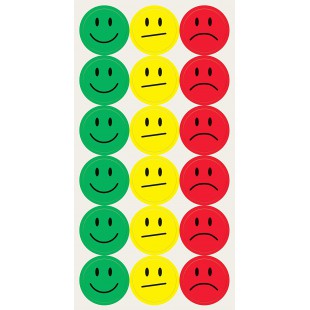 SIGEL MU171 Pastilles adhesives en film avec perforations "Smiley", Ø 2 cm, 180 pieces, jaune/vert/rouge