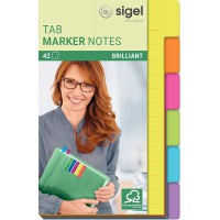 SIGEL HN205 Marque-pages Tab Marker Notes, en papier, 6 couleurs, 42 flles, 9,8 x 14,8 cm