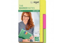 SIGEL HN206 Marque-pages Tab Marker Notes, en papier, 3 couleurs, 42 flles, 9,8 x 14,8 cm