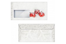 SIGEL DU247 Enveloppes motif boules de Noel, rouge/blanc, format DL (11 x 22 cm), 50 pieces