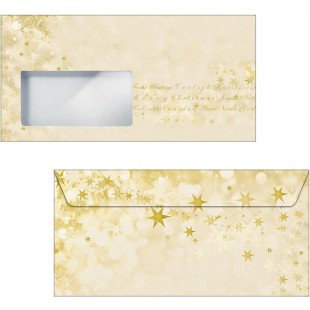 SIGEL DU245 Enveloppes motif etoiles de Noel, or, format DL (11 x 22 cm), 50 pieces