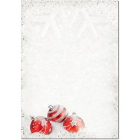 SIGEL DP247 Papier a  lettre de Noel, boules de Noel, 21 x 29,7 cm, 90g/m², rouge et blanc, 100 feuilles