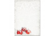 SIGEL DP247 Papier a  lettre de Noel, boules de Noel, 21 x 29,7 cm, 90g/m², rouge et blanc, 100 feuilles