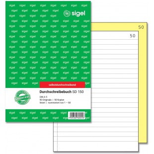 Lot de 5 : SIGEL Carnet de correspondance SD150 ligne A5 2 x 50 feuilles numerotees autocopiantes