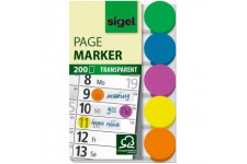 SIGEL HN301 Marque-pages adhesifs en papier film transparent, 200 feuilles 5 x 1,5 cm, 5 couleurs