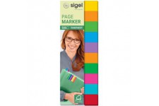 SIGEL HN684 Marque-pages adhesifs en papier film transparent, 500 feuilles de 4,4 x 1,25 cm, 9 couleurs