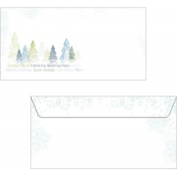 SIGEL DU090 Enveloppes motif arbre de Noel bleu/vert, format DL (11 x 22 cm), 25 pieces