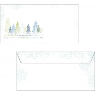 SIGEL DU090 Enveloppes motif arbre de Noel bleu/vert, format DL (11 x 22 cm), 25 pieces