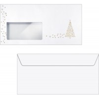 SIGEL DU084 Enveloppes motif arbre de Noel or, format DL (11 x 22 cm), 50 pieces