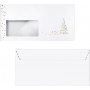 SIGEL DU084 Enveloppes motif arbre de Noel or, format DL (11 x 22 cm), 50 pieces