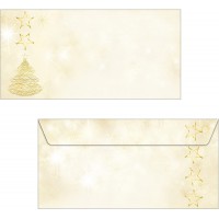 SIGEL DU083 Enveloppes motif arbre de Noel or, format DL (11 x 22 cm), 50 pieces