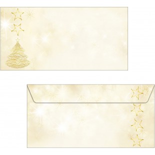 SIGEL DU083 Enveloppes motif arbre de Noel or, format DL (11 x 22 cm), 50 pieces
