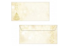 SIGEL DU083 Enveloppes motif arbre de Noel or, format DL (11 x 22 cm), 50 pieces