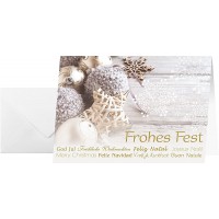 SIGEL DS034 25 Cartes de noel ou cartes de voeux fournies avec leur enveloppe, motif decorations de noel, 10,5 x 14,8 cm, gris, 