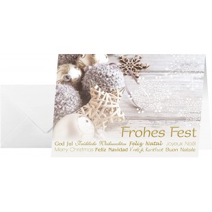 SIGEL DS034 25 Cartes de noel ou cartes de voeux fournies avec leur enveloppe, motif decorations de noel, 10,5 x 14,8 cm, gris, 