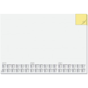 SIGEL HO490 Sous-main, bloc papier, calendriers sur 3 ans, blanc avec bloc notes jaune integre, A2 (59,5 x 41 cm), bl