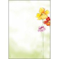 SIGEL DP123 Papier a  lettres, 21 x 29,7 cm, 90g/m², Fleurs de printemps, jaune, rouge, vert et rose, 50 feuilles