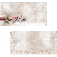 SIGEL DU049 Enveloppes motif etoiles de Noel marron, format DL (11 x 22 cm), 25 pieces