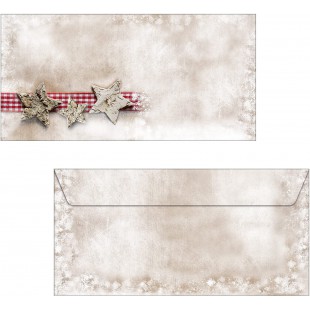 SIGEL DU049 Enveloppes motif etoiles de Noel marron, format DL (11 x 22 cm), 25 pieces